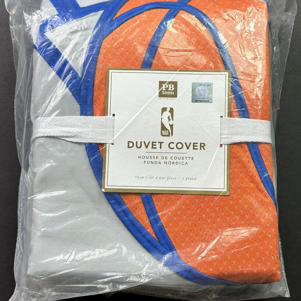 Pottery Barn Teen NBA Patch Twin Duvet Cover NY New York Knicks NEW